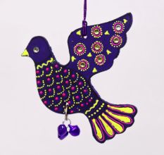 Handmade Wooden Dove Christmas Hanging for Home Decor - Purple, Green, Red, and Blue
